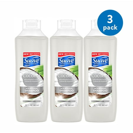 (3 Pack) Suave Essentials Tropical Coconut Shampoo, 30 (Best Shampoo For Hard Water Areas In India)