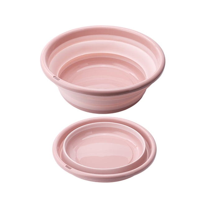 Lavabo portátil plegable, cubo plegable para acampar, pescar, lavar el coche, lavabo de agua, tamaño mini (rosa)