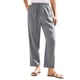thumbnail image 1 of Pantalones casuales de lino para mujer: diseño elástico de cintura alta transpirable, 1 of 6