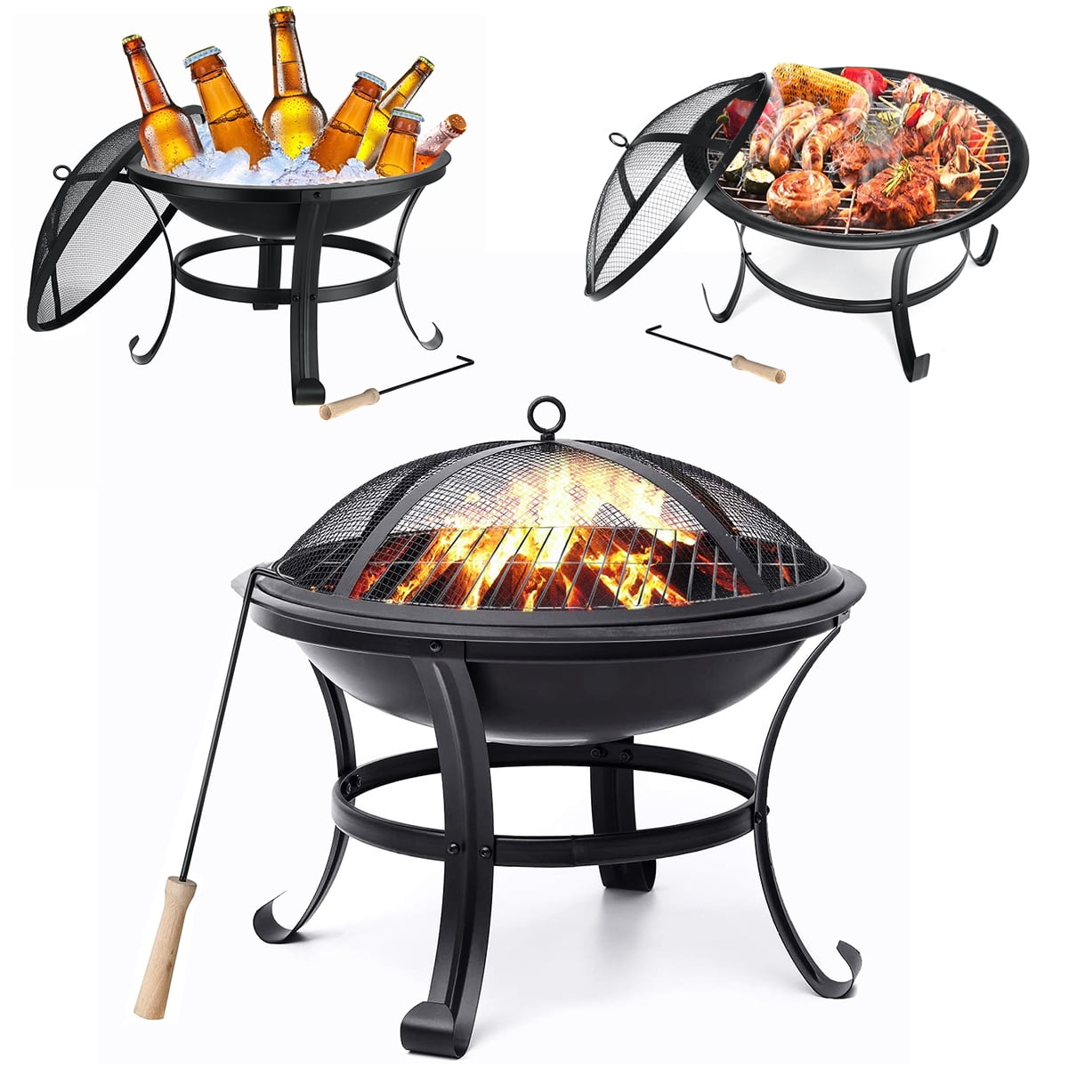 22 inch Outdoor Fire Pit with Grill Portable Fire Pits for Outside