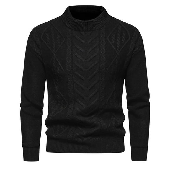 GBSYEWXS Pullover Sweater For Men Long Sleeve Jacquard Print Pullover Trendy Soft Crew Neck Sweaters Black