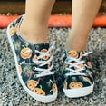 thumbnail image 5 of YLYL Halloween Sneakers for Women 2025 Fashion Pumpkin Skeleton Canvas Low Top Lace up Casual Walking Shoes, 5 of 8