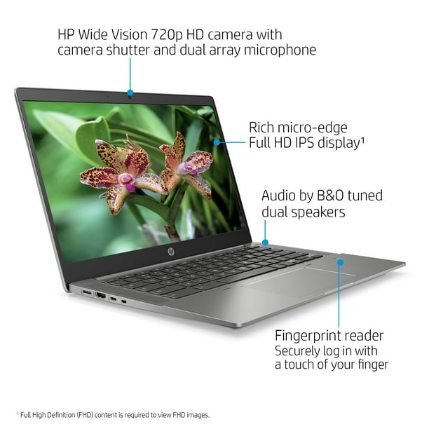 HP FHD, Chromebook, Ryzen 3-3250C, 4GBRAM, 128GB SSD, Silver, Chrome OS, 14b-na0010wm