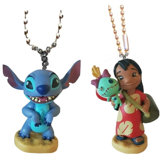 Stitch Alien Dog & Lilo Girl Keychain Dangler Set 3” Pvc Figure Ornament Charm
