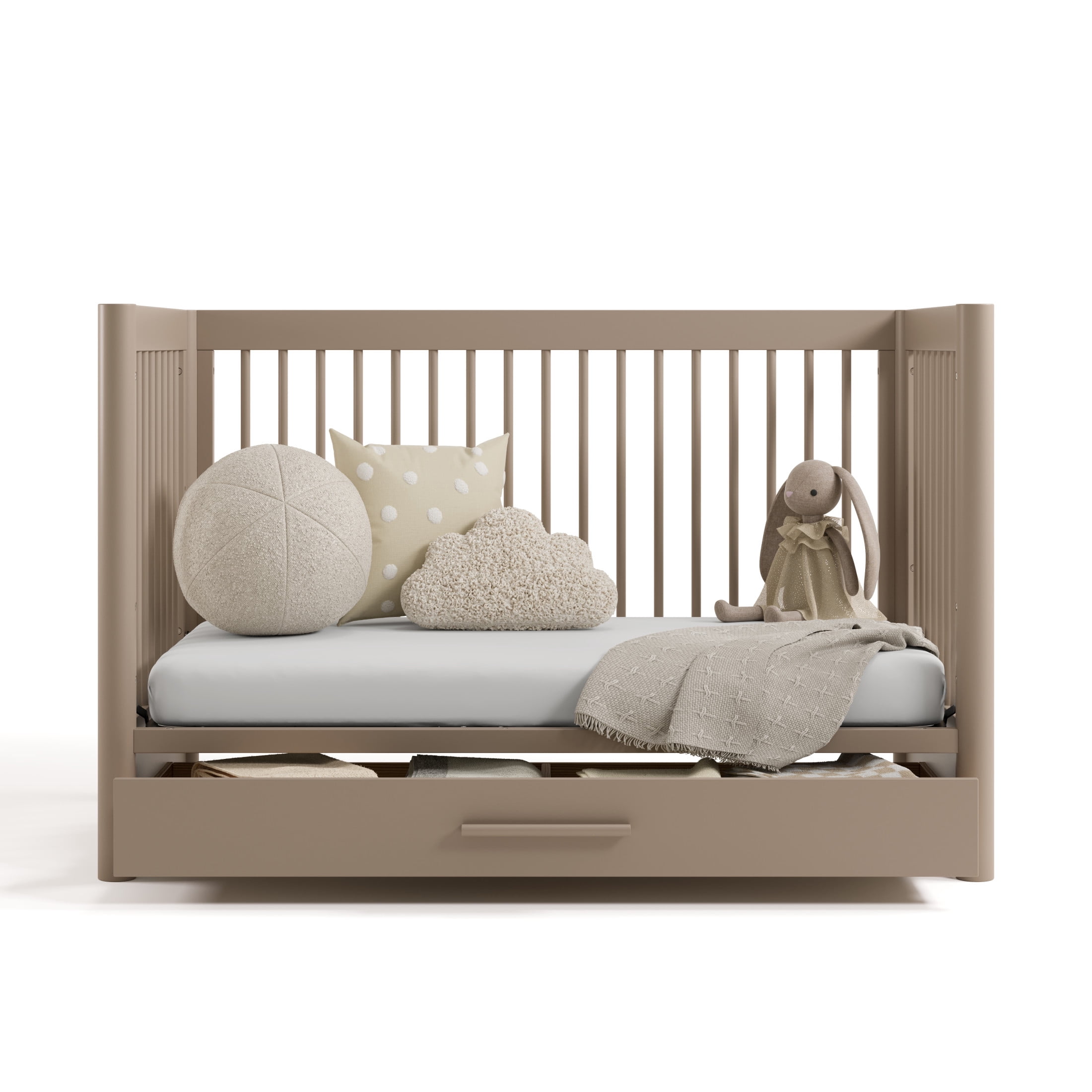 Art of Nursery by Storkcraft Malta 5-in-1 Convertible Crib with Drawer and Toddler Guardrail - Taupe