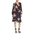 thumbnail image 2 of Vestido cruzado floral Le Gali para mujer, negro, extragrande Le Gali Envolver, 2 of 2