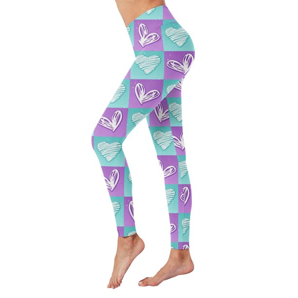 Gibobby Leggings Termicos Mujer Medias mujer Compresión Día San Valentín Imprimir Pantalones cintura alta Yoga Correr Fitness Leggings cintura alta(Morado, L)