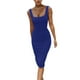 thumbnail image 1 of Gibobby Vestido Mujer Casual de Playa Verano Vestido de mujer Sexy Bodycon Tank Top sin mangas sin espalda básico fruncido elástico Party Club Midi vestidos(Azul,CH), 1 of 5