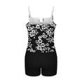 thumbnail image 6 of BiZtdJrK Womens Athletic 2 Piece Tankini Swimsuits Plus Size Beach Sport Bathing Suits Spaghetti Straps V Neck Floral Tops with Swim Shorts Tankinis Outfits Black XXXXXL, 6 of 6