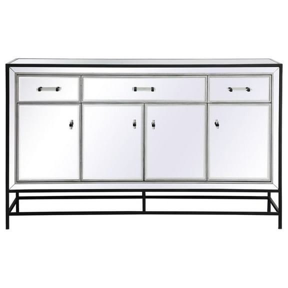 James 60 in. mirrored credenza in black