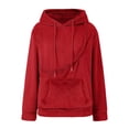 thumbnail image 4 of Women's Plush Front Pet Carrier Hoodie, Kangaroo Pocket Cat Mom Sweatshirt, Soft Fleece Lined Hooded Sweater, Cozy Animal Lover Pullover, Fun Pet Holding Hoodie, Winter Warm Top Red S, 4 of 4