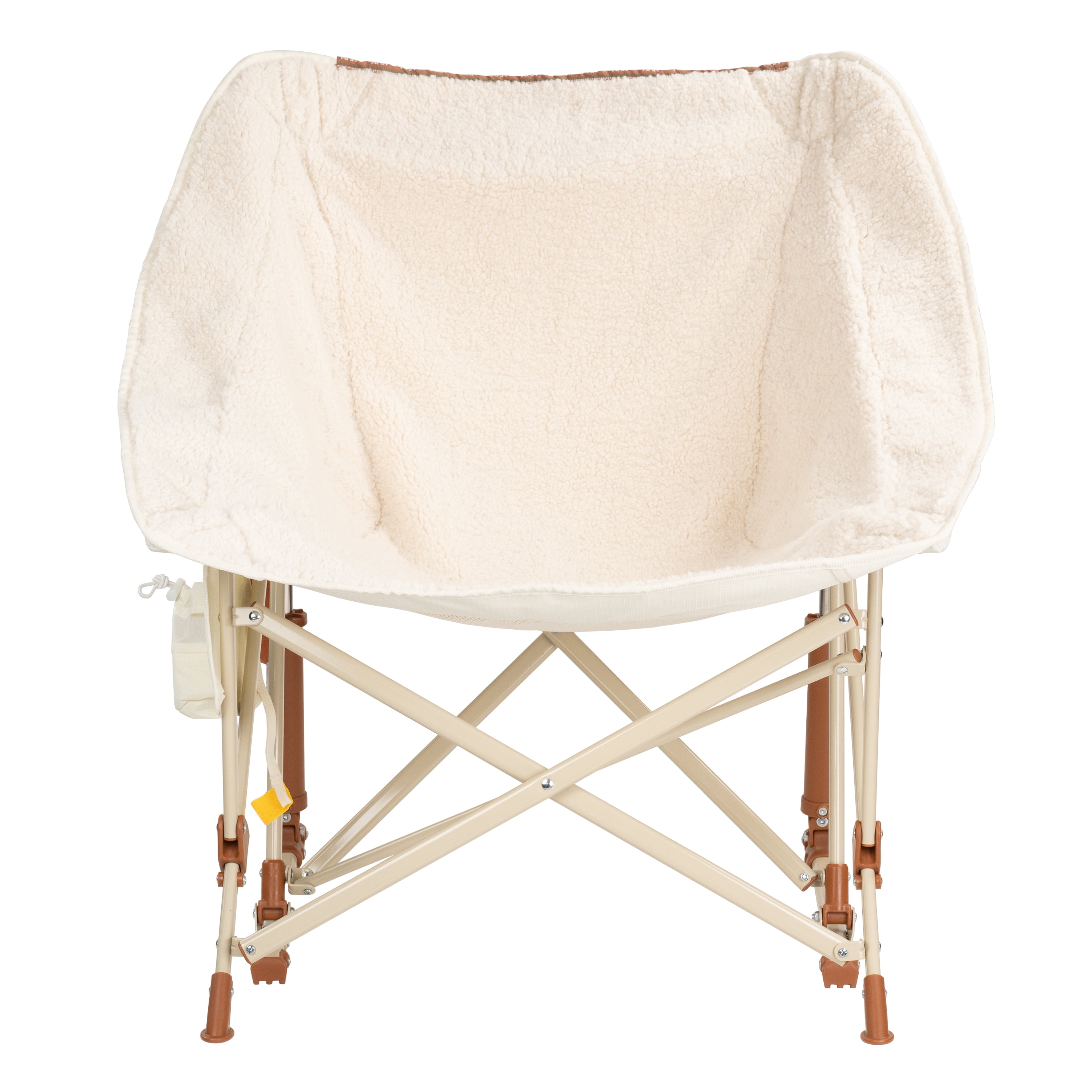 GCI Outdoor Fleece Rocker Sherpa Rocking Camping Chair with Cup Holder, Natural