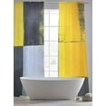 thumbnail image 5 of Abstract Street Art Sheer Curtains for Living Room Bedroom, Light-filtering Sheer Curtain, Grey Yellow Color Stitching Rod Pocket Voile Window Treatment Drapes, 52’’Wx84’’L, 2 Panels Set, 5 of 7