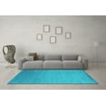 thumbnail image 3 of Ahgly Company Machine Washable Indoor Square Abstract Turquoise Blue Contemporary Area Rugs, 4' Square, 3 of 4