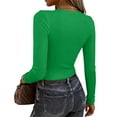 thumbnail image 3 of Resicozy Women Long Sleeve Shirts Rib Knit Slim Fit Solid Tops Basic Tee 2026 Spring Casual T-Shirt Underscrubs Layer Clothes Green 2XL, 3 of 3