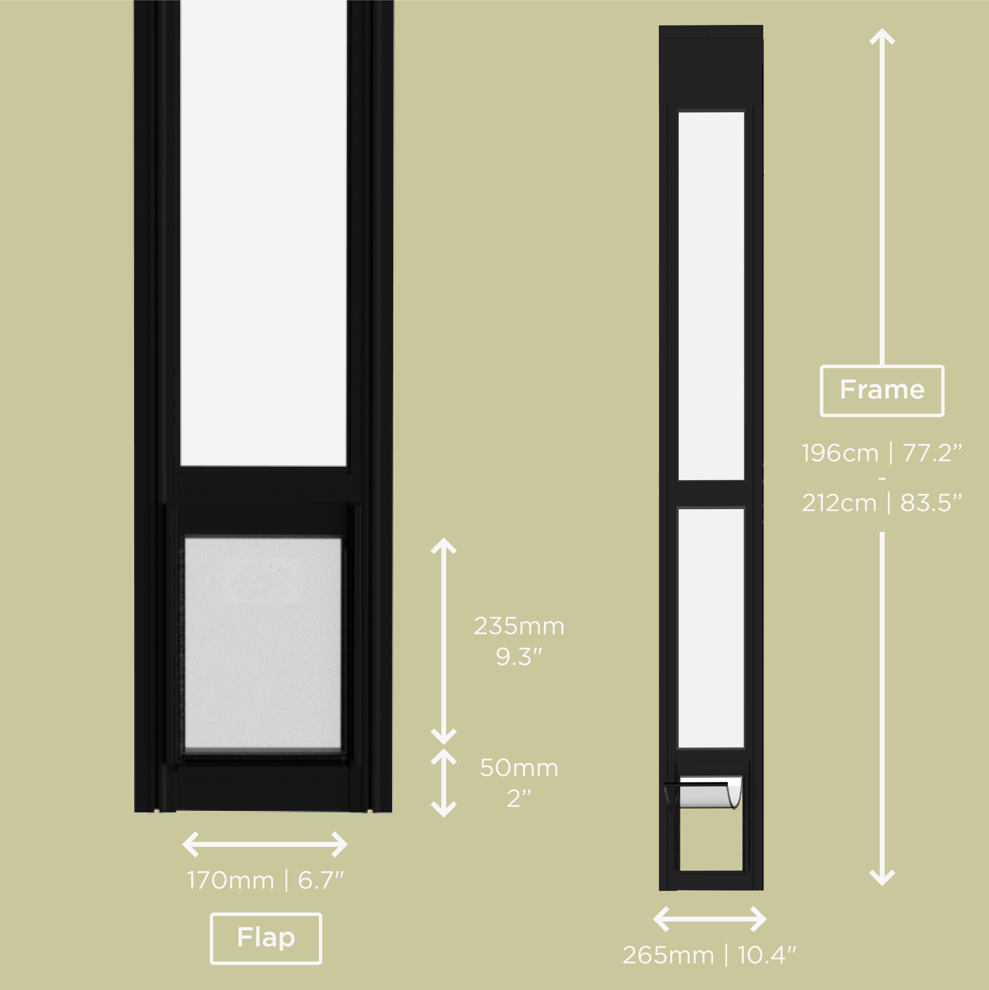 Hakuna Pets Small Black Glass Sliding Door Patio Pet Door, With Lockable Flap, Suitable for Most Sliding Doors, For Dogs & Cats