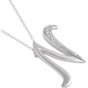 Arista Diamond Accent White N Initial Womens Pendant in Sterling Silver, 18