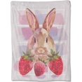 thumbnail image 1 of Big Ears Rabbit Blanket, Plush Animal Ripe Red Strawberry Throw Blankets for Home Bedroom Couch Room Decor, Fluffy Comfortable Warm Throws, for Boys Kids Girls, 60x80 in, 1 of 6