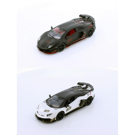 Showcasts Lamborghini Aventador SVJ Diecast Car Set - Box of 4 1/24 scale Diecast Model Cars, Assorted Colors
