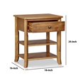 thumbnail image 5 of 24 Inch Teak Wood Nightstand, 1 Drawer and 2 Shelves, Brown, 5 of 5