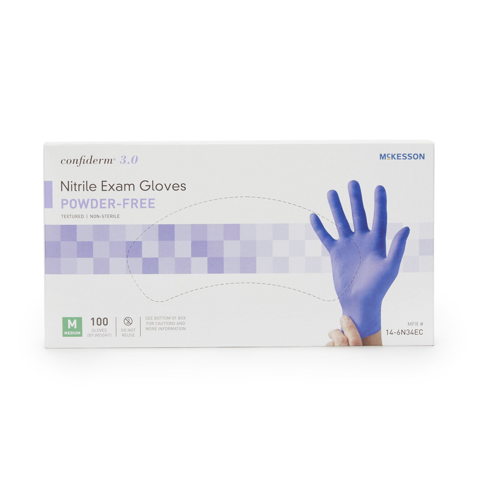 McKesson Confiderm 3.0 Nitrile Exam Gloves, Blue Medical Gloves - Size Medium, 100 Count, 10 Boxes, 1000 Total