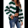 thumbnail image 2 of Cárdigan de Invierno A Rayas para Mujer, Larga, Botones, Frente Abierto, Punto Grueso, Abrigo Extragrande. Verde Oscuro M, 2 of 9