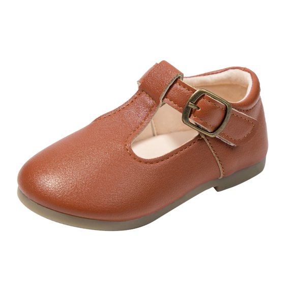 LNMQLPDBS Shoes for Kids Solid Color Leather Flat Shoes Baby Girl Comfort Breathable Single Shoes Children Dance Shoes Performance Shoes with Adjustable Buckle Girls Baby Dress Shoes