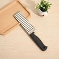 thumbnail image 4 of Cuchillo para patatas fritas de acero inoxidable, cuchillo corrugado para patatas, cuchillo corrugado para patatas ondulado multifuncional, herramienta de cocina - negro, 4 of 5