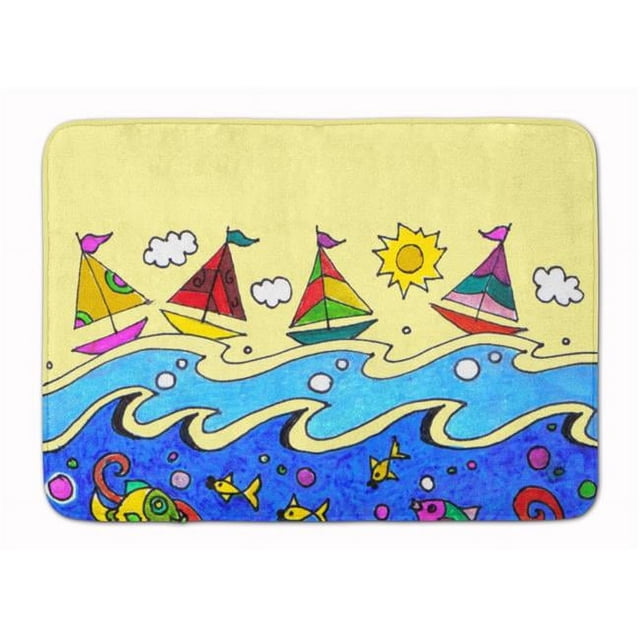 Carolines Treasures PJC1105RUG Summer Sail Away Sailboats Machine Washable Memory Foam Mat