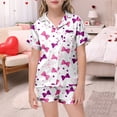 thumbnail image 2 of MEZZALL Pyjama Imprimé Nœud Papillon pour Filles Manches Courtes Boutons Shorts Ensemble de Pyjamas Maison 12-13 Ans Confort Enfants Pyjamas, 2 of 5
