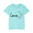 thumbnail image 2 of Toddler Girl Clothes under $5 Summer Short Sleeve Love Print Cotton Round Neck Toddler Kids Girls T-shirt Cute Top 3-10 Years, 2 of 4