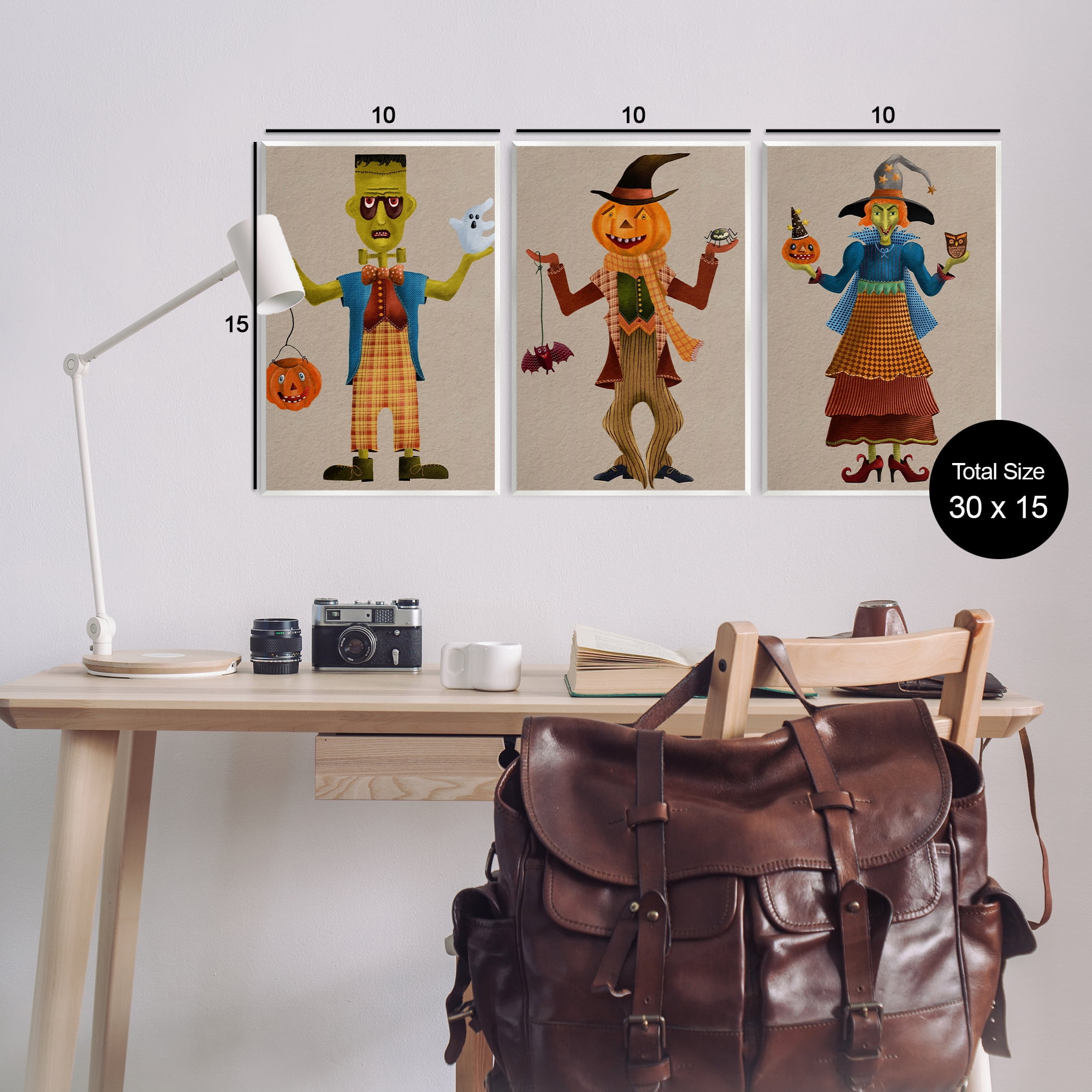 Stupell Industries Fun Halloween Friends Holiday Painting Unframed Art Print Wall Art, 13 x 19, Set of 3