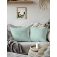 thumbnail image 2 of Outdoor Pillows Waterproof, Teal Green Botanical Throw Pillows with Inserts Included, Farmhouse Modern Striped Leaf Indoor Outdoor Decorative Lumbar Pillow for Bed/Couch/Patio 16"x16", 2Pcs, 2 of 8