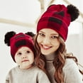 thumbnail image 7 of HESHENG Winter Wool Parent-Child Knitted Hat Lattice Mother Baby Christmas Warm Hat Plaid Beanie Ski Cap, Baby, 7 of 7