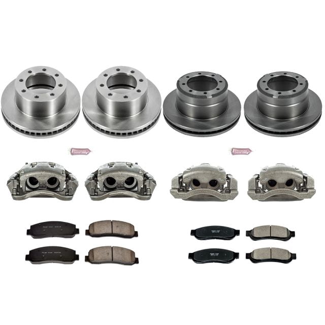 PowerStop Front and Rear Stock Replacement Brake Pad and Rotor Kit with Calipers Fits: FORD Select Models KCOE5574