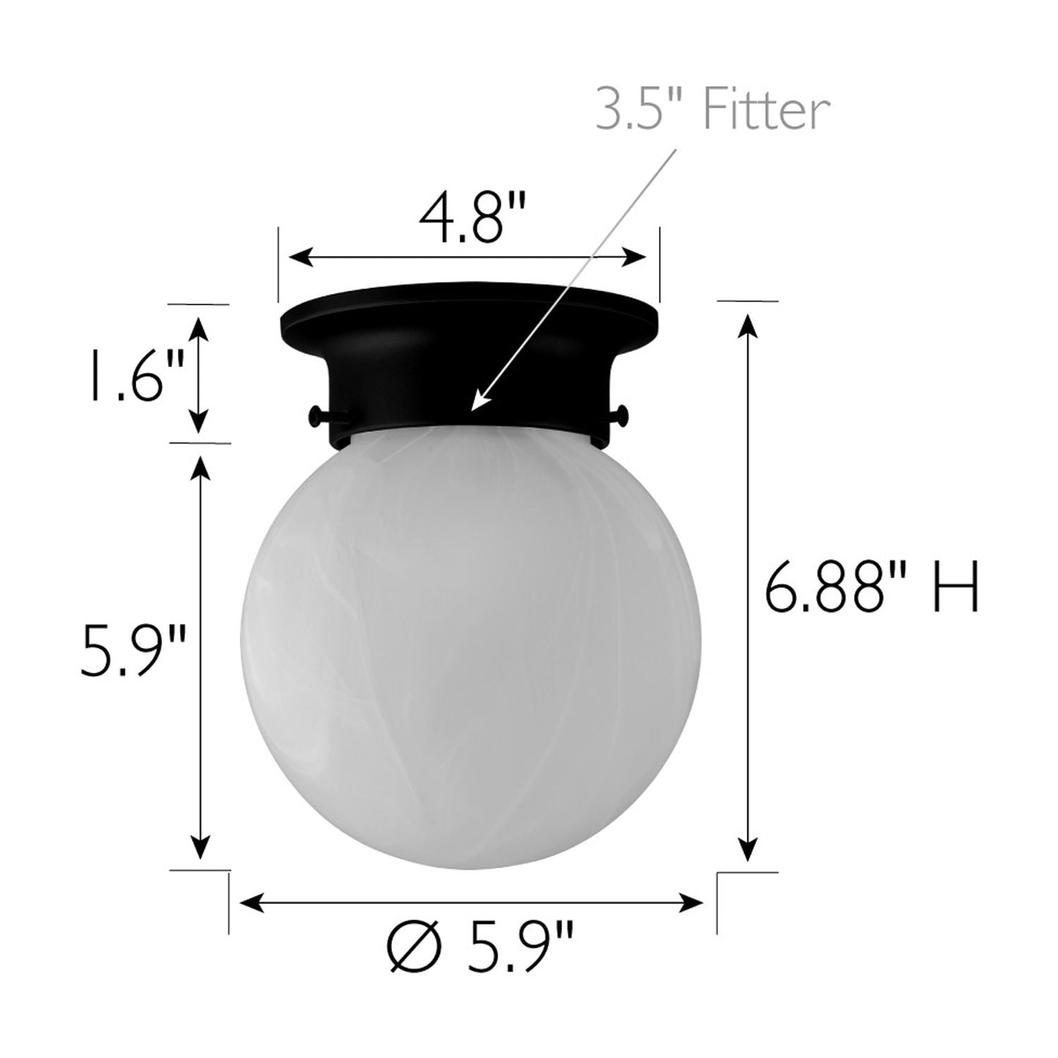 Design House Millbridge Flush Mount Dimmable Ceiling Globe Light, Matte Black