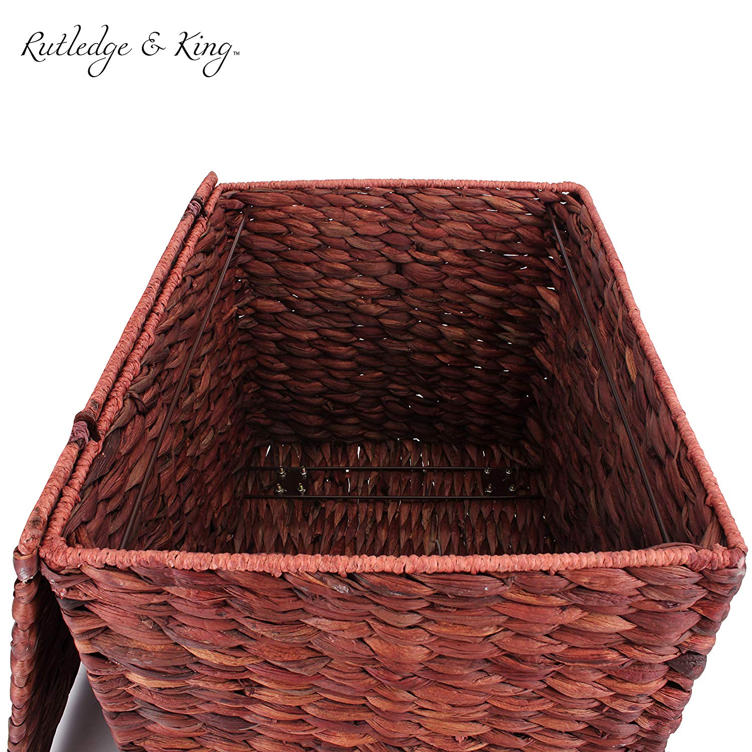 Seagrass Rolling File Cabinet - Home Filing Cabinet - Hanging File Organizer - Home and Office Wicker File Cabinet - Water Hyacinth Storage Basket for File Storage (Russet Brown) … - image 4 of 4