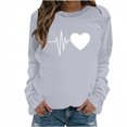 thumbnail image 1 of Bowake T-Shirts de la Saint-Valentin pour Femmes Col Rond Manches Longues T-Shirt Cœur Décontracté Chandail en Molleton Mode Décontracté Cadeaux pour Femmes, 1 of 4