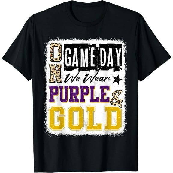 On Gameday Football We Wear Purple And Gold School Spirit T-ShirtMen and women, Black T-shirt, size: Extra large