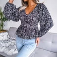 thumbnail image 6 of USSUMA Women Tops Dressy Casual Long Sleeve, Womens Peplum Tops V Neck Loose Fit Long Sleeve Leopard Printed Tshirt Cute Dressy Pleated Tunic Blouse Fall Female, 6 of 6