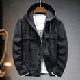 thumbnail image 2 of Men's Denim Jackets Hooded Button Down Windproof Jeans Jackets Trucker Coat, 2 of 4