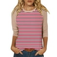 thumbnail image 2 of DDAPJ pyju Women's 3/4 Sleeve Raglan Striped T Shirt Color Block Print Casual Baseball Tee Shirts Loose Fit Mid-length Crewneck Tee Tops Multicolor M, 2 of 5