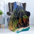 thumbnail image 4 of Hawaiian Soft Flannel Fleece Throw Blanket, Aerial View of Na Pali Coast Kauai Hawaii Mountain Cliff Seacoast Scenic Photo, Cozy Plush for Indoor and Outdoor Use, 70" x 90", Green Brown, by Ambesonne, 4 of 5
