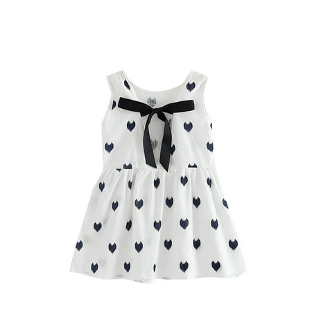 

OVTICZA Baby Toddler Summer Dresses Sundress Sleeveless Floral Dress for Girls White 120