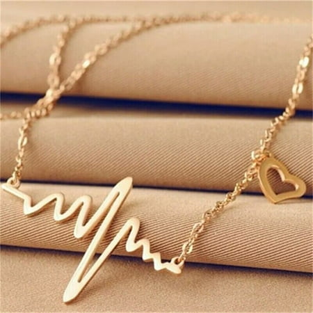 Fashion Chain necklace For Women Heartbeat Pendant Necklace Jewelry Lover Gift.
