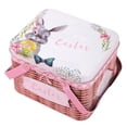 thumbnail image 2 of Caja de almacenamiento de hojalata de Pascua | Cesta de tejido de ratán multicolor con asa • Decoración para conejos y flores • Tapa de hojalata duradera • Organizador para huevos, regalos, •, 2 of 2