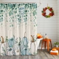 thumbnail image 2 of Shower Curtain 36"W x 78"L Fall Pumpkins Green Eucalyptus Leaves Fabric Shower Curtains Set with Hooks Water Repellent Bathroom Curtains Machine Washable Bathroom Accessories, 2 of 6