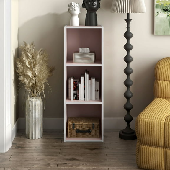 Join Stackable 3-Cube Wood Light Pink Playroom Bookcase