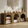 thumbnail image 2 of Tribesigns 63" Farmhouse Console Table, Wooden Entryway Table with 2-Tier Storage Shelf, Cabinets for Living Room, Bedroom, Brown, 2 of 9