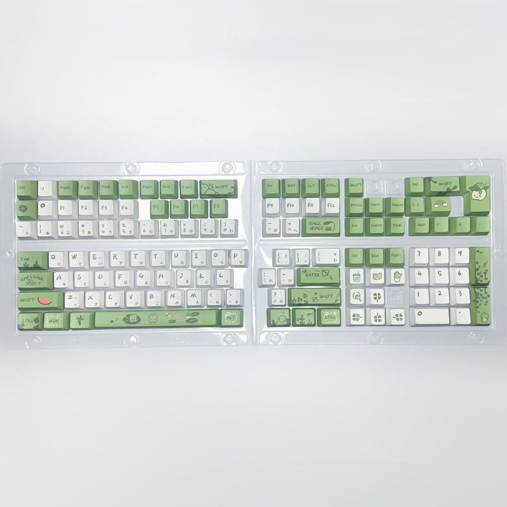 Japanese Keycap Frogs Theme Keycaps Set,XDA/OEM Profile PBT Dye Sublimation for 61/64/68/87/98/104 Mechanical Keyboard